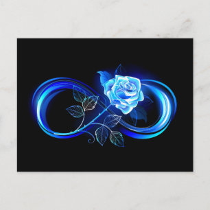 Invitation Carte Postale Infini lumineux avec rose bleue
