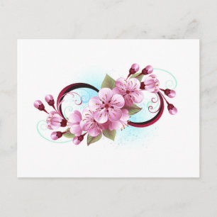 Invitation Carte Postale Infinité avec les fleurs Sakura