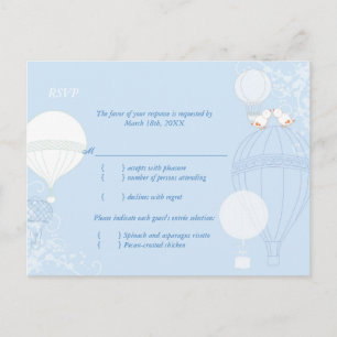 Invitation Carte Postale Inséparables Baby Blue Mariage choix de repas RSVP