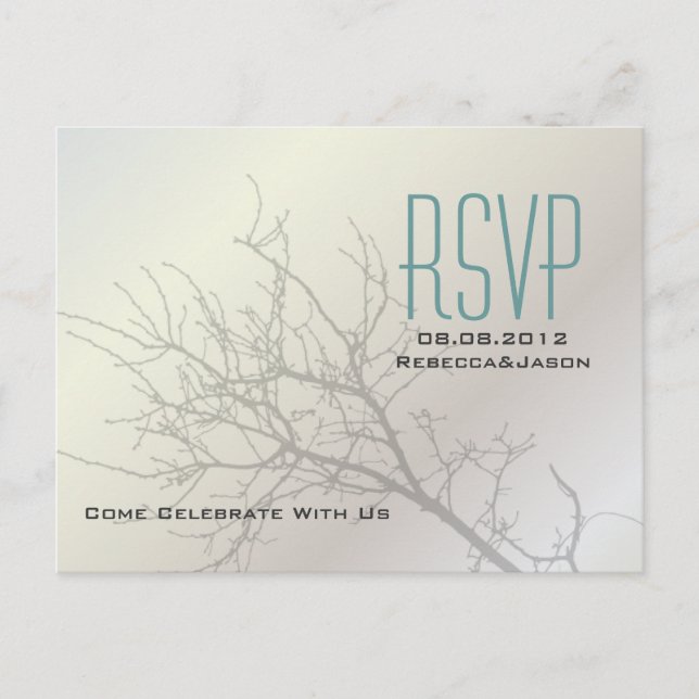 Invitation Carte Postale Inséparables modernes Arbre blanc Mariage RSVP (Devant)