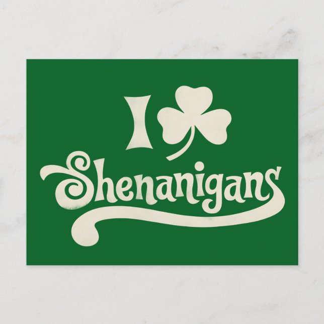 Invitation Carte Postale J'aime les Clover Shamrock de la Saint-Patrick Far (Devant)