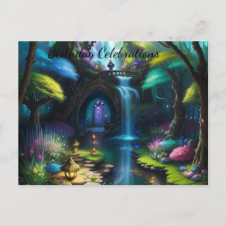 Invitation Carte Postale Jardin de Fées Magique Enchanté pour Anniversaire