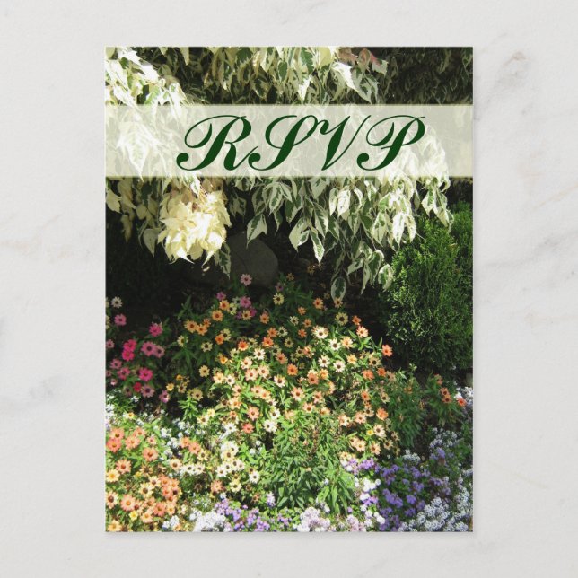 Invitation Carte Postale Jardin de fleurs RSVP (Devant)