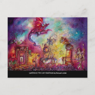 Invitation Carte Postale JARDIN DES OMBRES PERDUES Dragon Rouge Volant