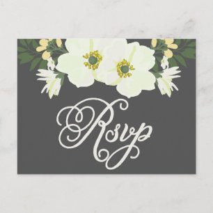 Invitation Carte Postale Jaune joli anémones Floral RSVP