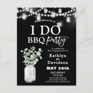 Invitation Carte Postale JE FAIS Fiançailles Eucalyptus Greenery BBQ Party