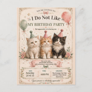 Invitation Carte Postale Je n'aime pas ma fête d'anniversaire