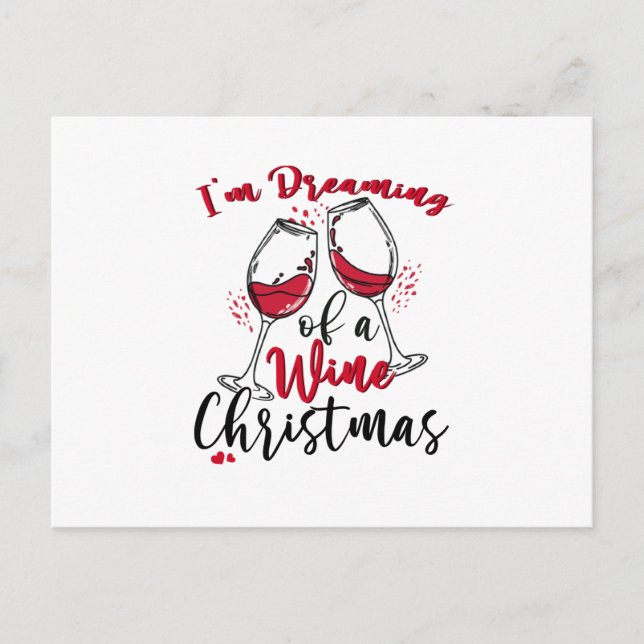 Invitation Carte Postale Je rêve d'un Noël vin (Devant)
