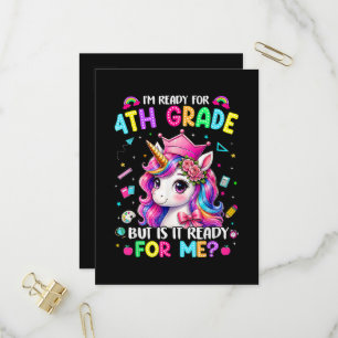 Invitation Carte Postale Je suis prêt pour la licorne de 4e année, premier