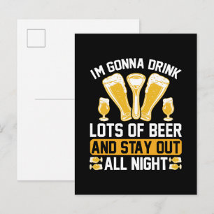Invitation Carte Postale Je vais boire beaucoup de bière