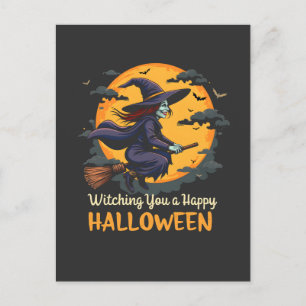 Invitation Carte Postale Je vous souhaite une joyeuse sorcière d'Halloween