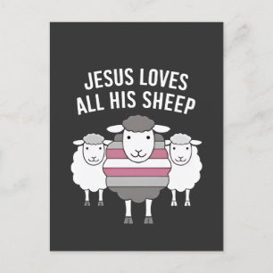Invitation Carte Postale Jésus aime tous ses moutons LGBT Pride Mois