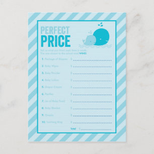 Invitation Carte Postale Jeu de baby shower - prix parfait - baleine bleue