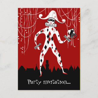 Invitation Carte Postale Jeu de confettis de l'arlequin vintage rétro