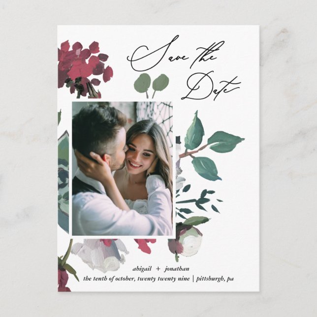 Invitation Carte Postale Joli bouquet d'aquarelle florale Enregistrer la da (Devant)