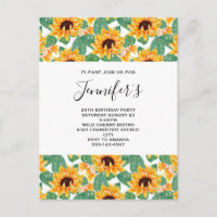 Joli Motif de tournesol Jaune & Vert Anniversaire