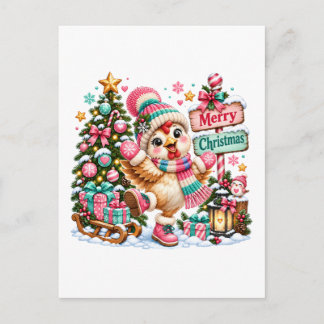 Invitation Carte Postale Joli poulet joyeux Noël