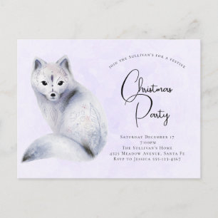 Invitation Carte Postale Joli renard nordique aux marques florales Noël