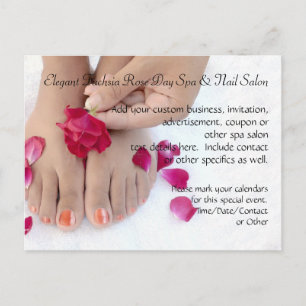 Invitation Carte Postale Joli salon de pédicure rose Fuchsia