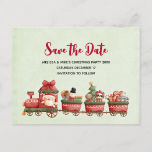 Invitation Carte Postale Joli train de Noël vintage avec jouets, retenez la