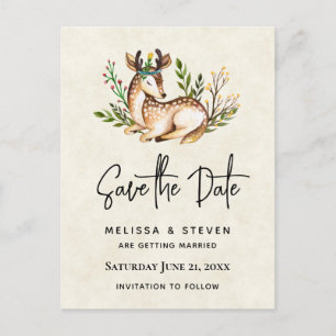 Invitation Carte Postale Jolie aquarelle Deer Laying Down Enregistrer la da