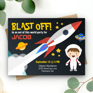 Invitation Carte Postale Jolie astronaute garçons de l'espace extra-atmosph
