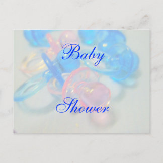 Invitation Carte Postale Jolie Baby Shower Rose et Bleu