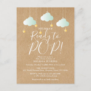 Invitation Carte Postale Jolie Fête de Naissance Rustique et Neutre Prête à