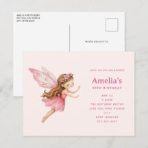 Jolie Fille Fée en Robe Rose Anniversaire