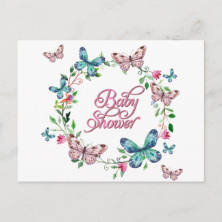INVITATION CARTE POSTALE JOLIE PRINTEMPS BABY SHOWER FLORALE DE RÉCHAUFFEME