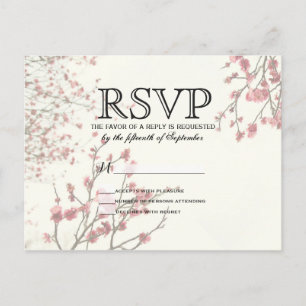 Invitation Carte Postale Jolis arbres de fleurs de cerisier sur le blanc