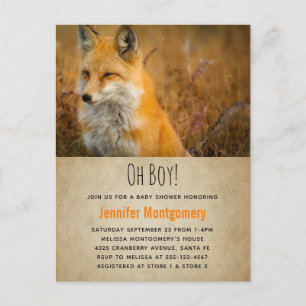 Invitation Carte Postale Jote Red Fox Wilderness Nature Baby shower photo