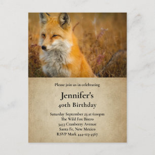Invitation Carte Postale Jote Red Fox Wilderness Nature Photo Anniversaire