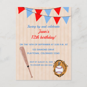 Invitation Carte Postale Jour d'anniversaire du softball de baseball éditab
