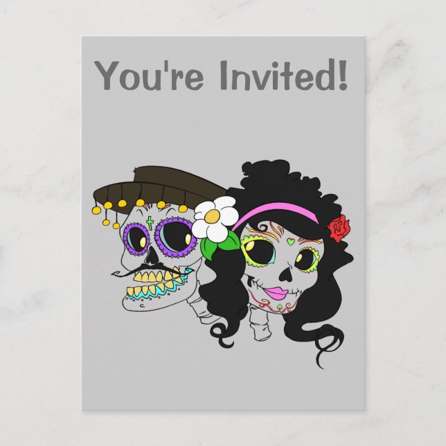 Invitation Carte Postale Jour de Fête des Morts Art (Devant)