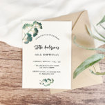 Invitation Carte Postale Jour de verdure écriture blanche élégant simple<br><div class="desc">Avant : un arrière - plan blanc élégant décoré de simples feuilles de ginkgo doré. Personnalisez et ajoutez votre nom et les détails de votre fête.</div>