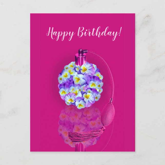Invitation Carte Postale Jovely Pansy Atomizer fête d'anniversaire (Devant)