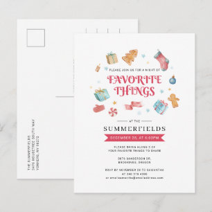 Invitation Carte Postale Joyeuses fêtes Noël Favorite Things Party