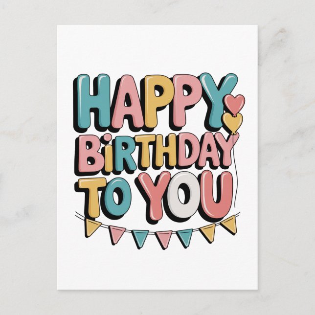 Invitation Carte Postale Joyeux Anniversaire Bulles (Devant)