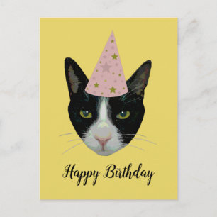 Invitation Carte Postale Joyeux anniversaire - chat de smoking avec le