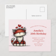 Joyeux Anniversaire Chat Mignon avec des Cœurs d'A