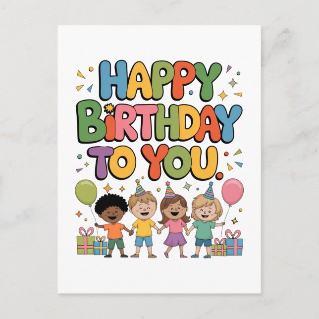 Invitation Carte Postale Joyeux Anniversaire Enfants (Devant)