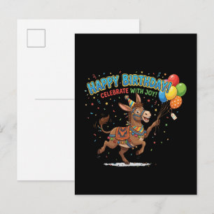 Invitation Carte Postale Joyeux Anniversaire Fête de l'Âne