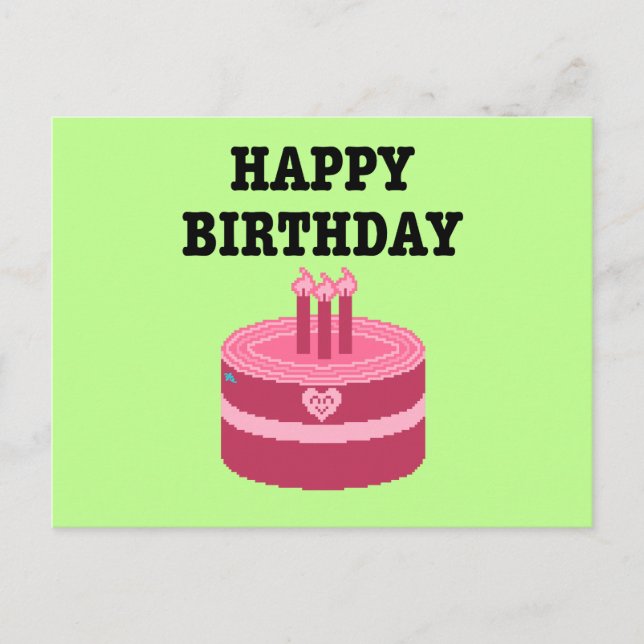 Invitation Carte Postale Joyeux Anniversaire Huit Bits en Pixel Art (Devant)