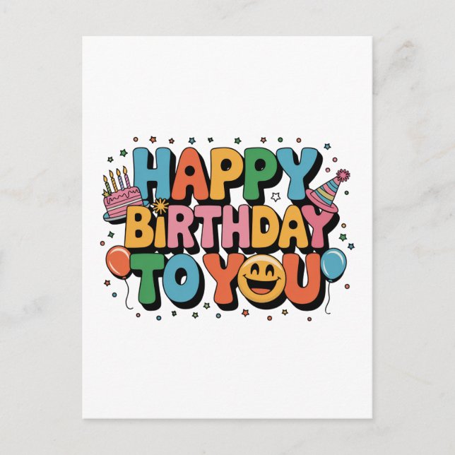 Invitation Carte Postale Joyeux Anniversaire Smiley (Devant)
