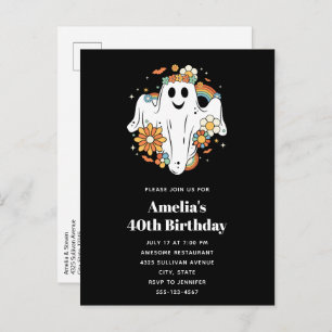 Invitation Carte Postale Joyeux Ghost Retro Hippie Vibe Anniversaire