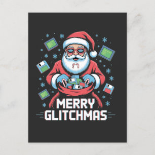 Invitation Carte Postale Joyeux Glitchmas Codage Programmeur Père Noël Noël