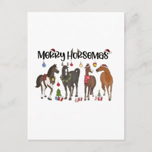 Invitation Carte Postale Joyeux Noël Fleur de Cheval de Cheval de Noël Équi