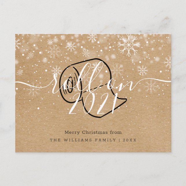 Invitation Carte Postale Joyeux Noël Nouvel An Rouleau Russe Sur Amusant (Devant)