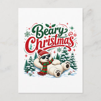 Invitation Carte Postale Joyeux Noël ourson